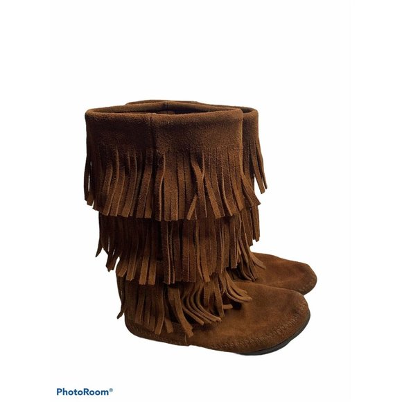 Minnetonka Shoes - Minnetonka Women's 8 Fringe Boots Brown Mid-Calf